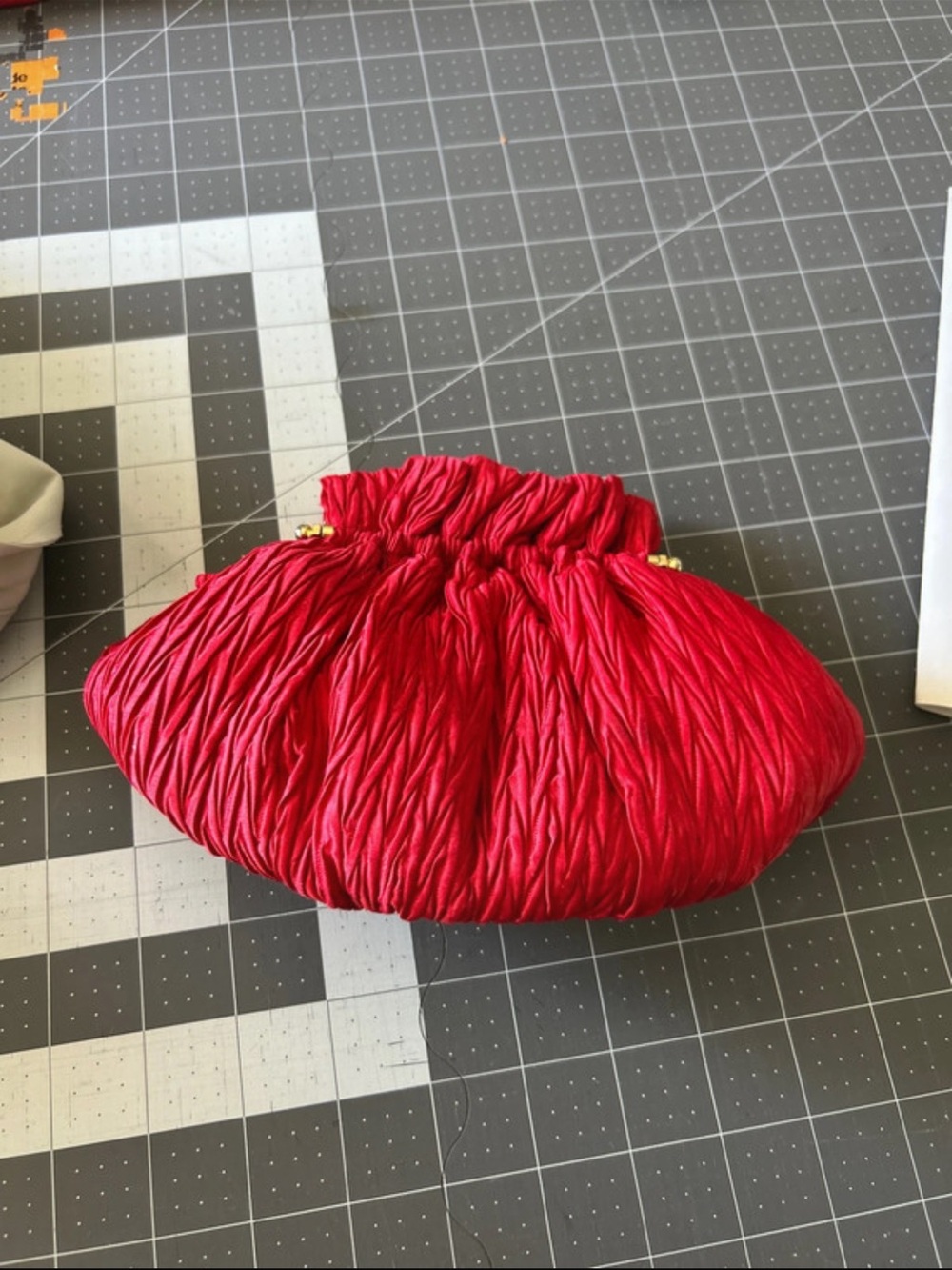 Red Gathered Clutch Wristlet